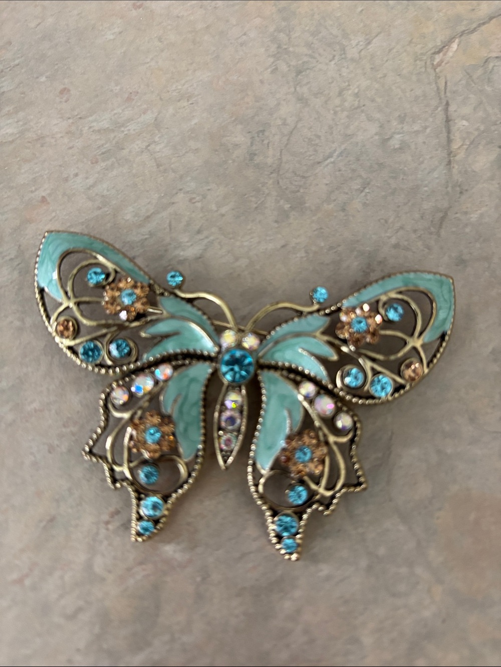Avon Turquoise and Blue Butterfly Brooch